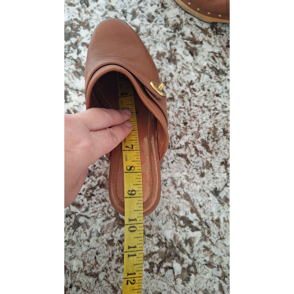 Coach brown studded Leather heel clogs women's 7B‎ - Picture 8 of 9